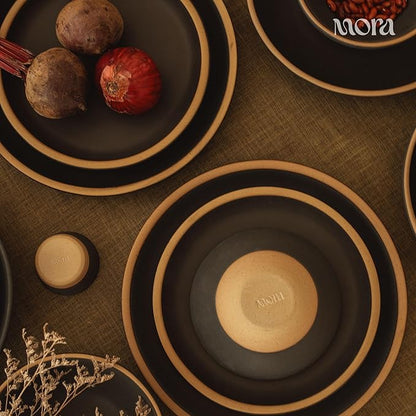 MORA Small Bowls Set of 4, 16oz Ceramic Pottery Dessert Bowls - Microwave, Oven and Dishwasher Safe - Liquorice