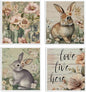 Vintage Bunny Swedish Dishcloths for Kitchen, Swedish Dish Cleaning Cloths for Floral，Papaya Reusable Paper Towels, 4 Pack Dish Towels for Kitchen, Reusable Dishcloths Washable