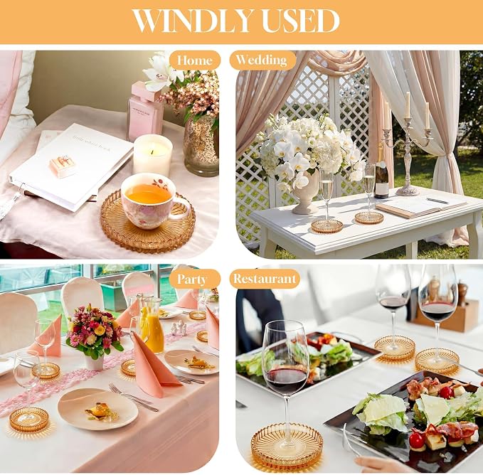 8 Pcs Glass Coasters with Holder Clear Drink Coasters Crystal Round Beverage - Image 4