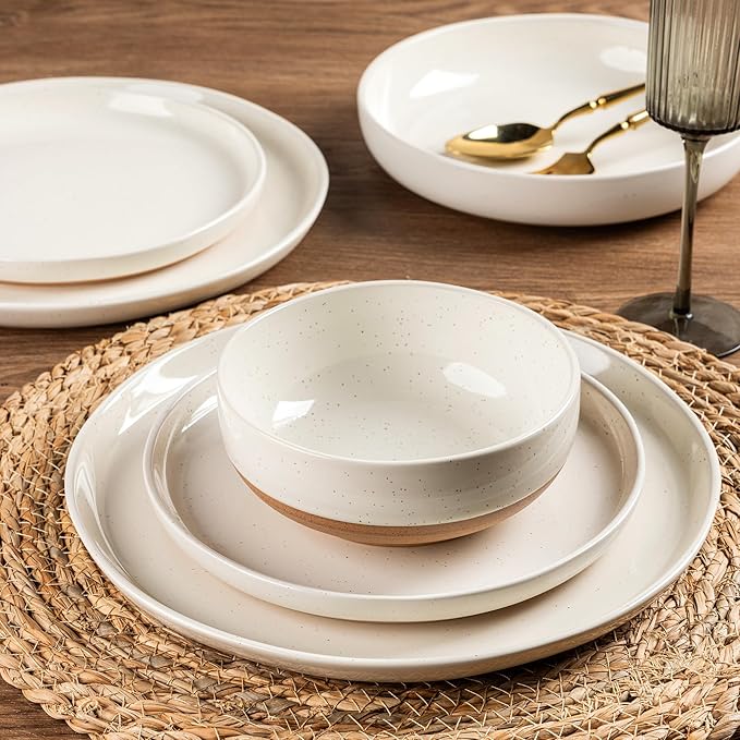 AmorArc Dinnerware Sets for 6, 18 Pieces Ceramic Plates and Bowls Set | Scratch - Image 4