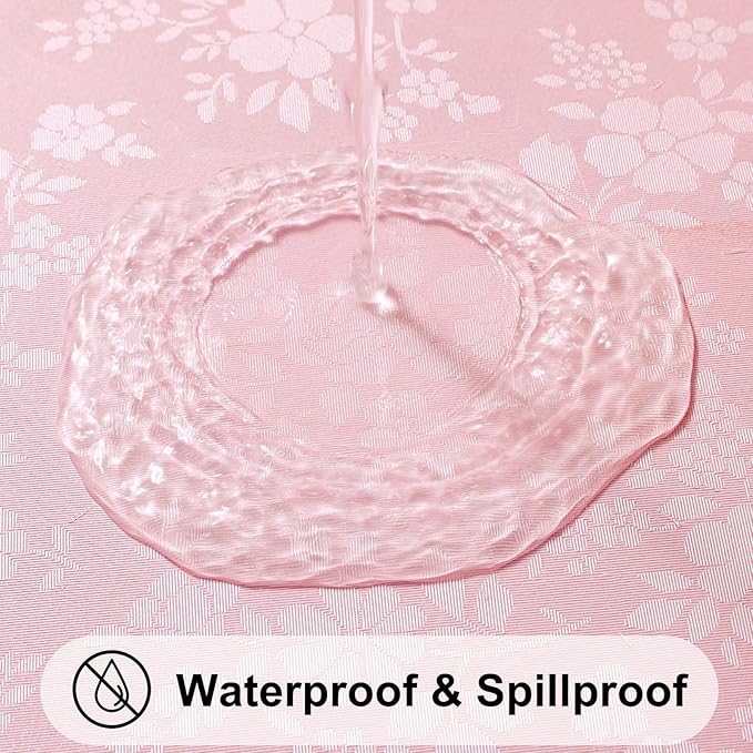 Smiry Square Table Cloth, Waterproof Heavy Duty Vinyl Tablecloths, Wipeable Washable Table Cover for Kitchen, Dining Room & Valentines(Pink, 70" X 70")