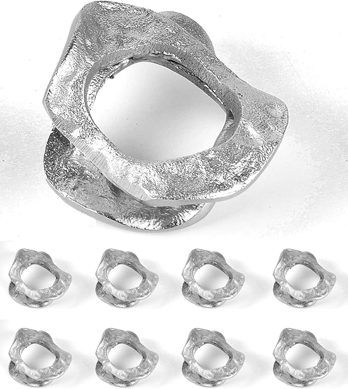 Modern Aluminum Napkin Rings Set of 8, Lightweight Metal Table Decor, by ALPHALivingHOME