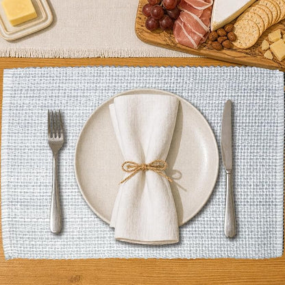 Cotton Placemats Set of 4, 13x19 Inch | Washable Woven Fabric Table Mats - Image 4