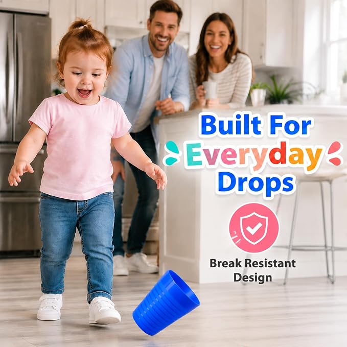 Set of 12 Kids Cups, 8 oz Unbreakable Toddler Cups, Mixes Colors | BPA free - Image 6