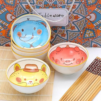 6 PCS Ceramic Rice Bowls, Cute Cartoon Small Dessert Bowl, Cereal Bowls Serving - Image 7
