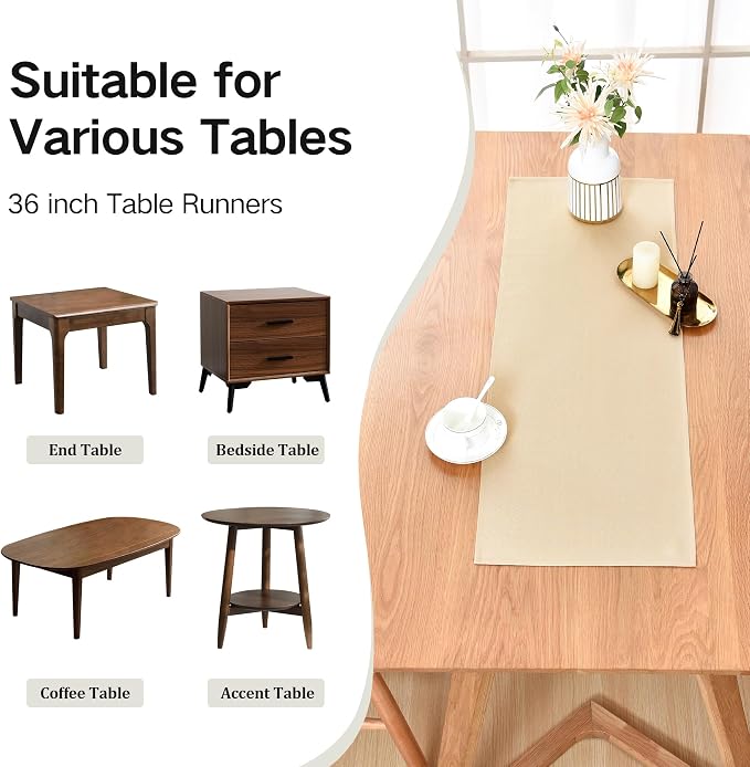 Farmhouse Beige Table Runner Small Short Table Runners 36 Inches Coffee Table - Image 5