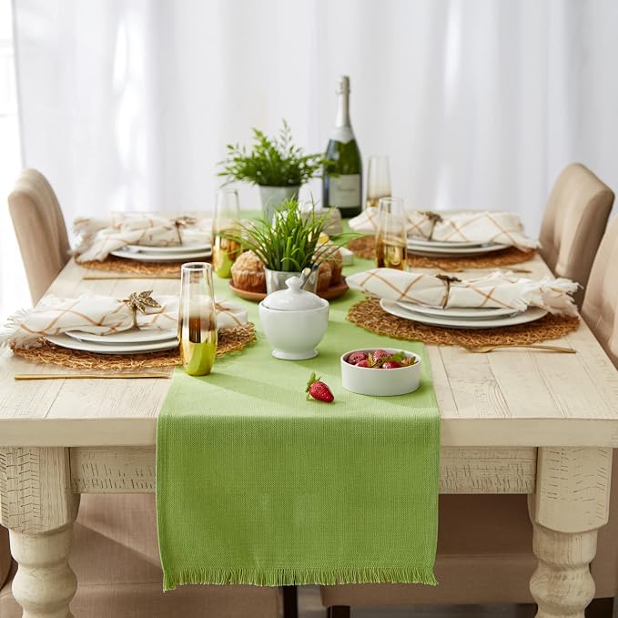 DII Everyday Collection, Fringed Solid Tabletop, Table Runner - Image 4