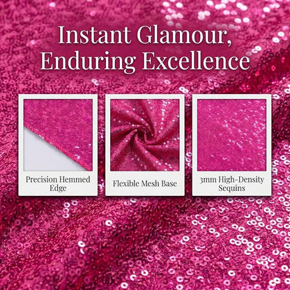 Hot Pink Sequin Table Runner 12x72 Inch Wedding, Birthday Party Centerpiece | - Image 6