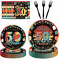 EUOYUFO 96Pcs Vintage 50th Anniversary Paper Plates Napkins Forks 50th Wedding by EUOYUFO