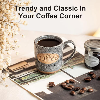 LYEOBOH Espresso Cups, Coffee Cups, Tea Cup - 3 oz Grey Ceramic Set of 6 - Image 5
