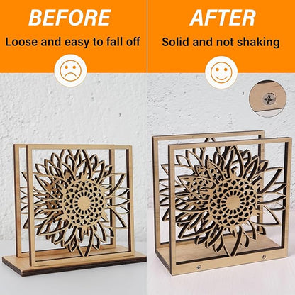 Handmade Sunflower Wood Napkin Holder for Farmhouse Rustic Decor - Laser Cut Farmhouse Table Kitchen Dispenser - Great Gift for Mother's Day or Leo Zodiac Birthday