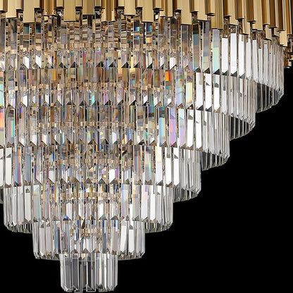 Modern Crystal Chandelier for Living Dining Room Entryway Gold Round W39.4