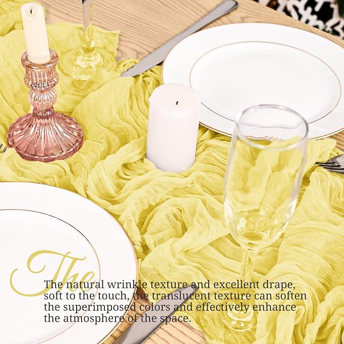 8 Pack Yellow Table Runner 17 x 108inch Cheesecloth Table Runner Boho Gauze - Image 6