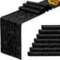 RUDONG M Black Satin Table Runners, 12 x 108 Inch, 12 Pack | Long Silky Damask by RUDONG+M