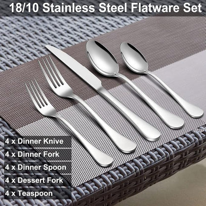 LIANYU 20-Piece 18/10 Flatware Set, Stainless Steel Fancy Silverware Cutlery Set - Image 2