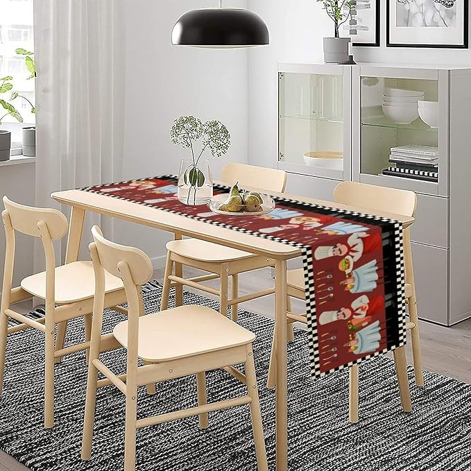 Chef Table Runner, Farmhouse Burlap Table Runners - Image 3