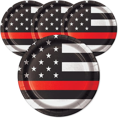 Havercamp Thin Red Line Plates-24 Pack-7 Inch-Firefighter EMT | Set of 24 by Havercamp
