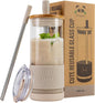 Pandaloo® Glass Cups With Lids and Straws -20 Fl Oz- Perfect Size Iced Coffee by Pandaloo