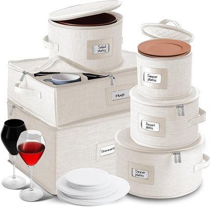 Hearth & Harbor Fine China Storage Containers, 6 Piece Dish Storage Containers by HearthHarbor