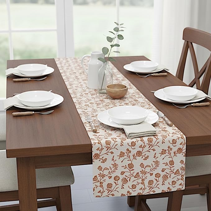 Table Runner 48 inches Long Floral Vintage Flowers Botanical Design Rustic - Image 3