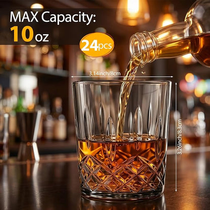 Yungyan 24 Pcs Plastic Clear Whiskey Glasses, 10 oz Unbreakable Reusable Old - Image 2