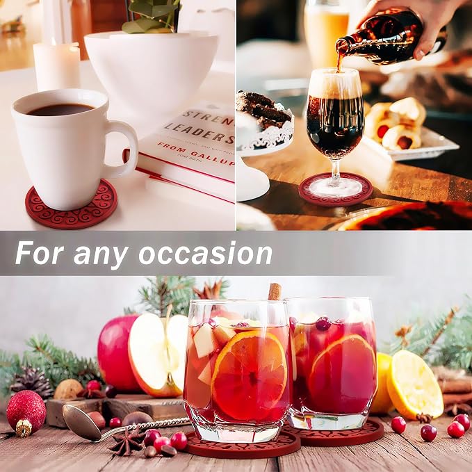 Silicone Coasters for Drinks, Resistant Reusable Drink Coasters-Great Gift for - Image 5