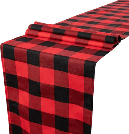 ShinyBeauty Buffalo Plaid Table Runner 13''x72'' Red and Black Check Christmas by ShinyBeauty