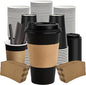 16 oz Paper Coffee Cups with Lids 50 Pack, Sleeves and Stirring Sticks by VPACKDUO