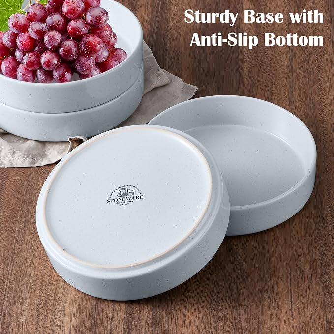 E-far Pasta Bowls Set of 4, 35oz Ceramic Large Salad Bowl Plates - Image 8