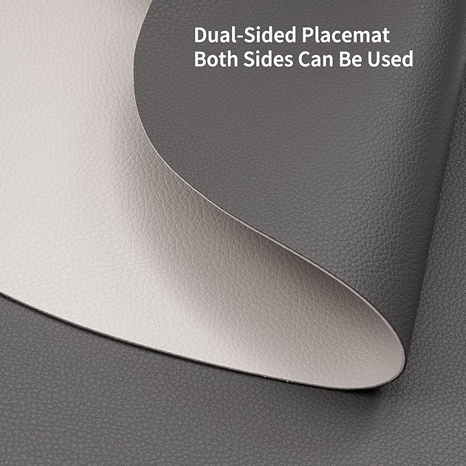 Myir JUN 15 Inches Round Placemats Set of 6 Faux Leather Place Mats | - Image 3