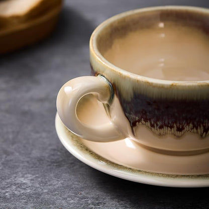 Coffeezone Vintage Design 12 oz Ceramic Latte Art Cappuccino Barista Cup - Image 5
