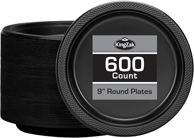 Hanna K. Signature Black Plastic Plates 9 Inch by HannaKSignature