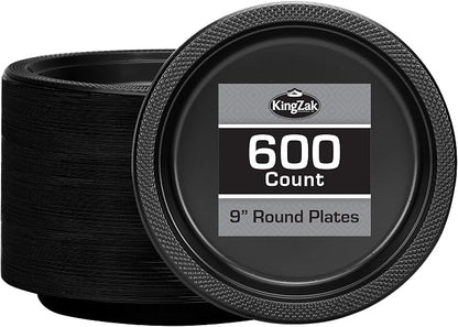 Hanna K. Signature Black Plastic Plates 9 Inch by HannaKSignature