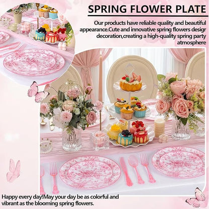 60PCS Pink Plastic Plates - Image 9