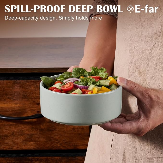 E-far Cereal Bowls Set of 4, 25oz Ceramic Deep Soup Bowls - Image 4