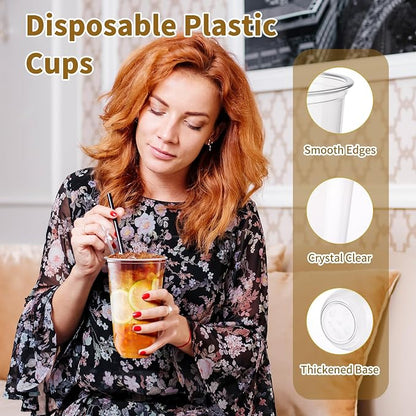 KesaPlan 100 Pcs 18oz Plastic Clear Cups, Disposable Wine Cocktail Glasses | - Image 3