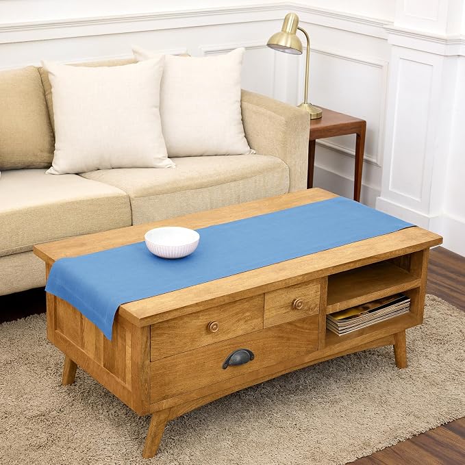Solino Home 100% Pure Linen Table Runner Provence Blue, Fete 14 x 48 in | Table by SolinoHome