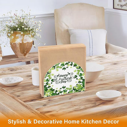 Napkin Holder Happy St Patrick's Day Green Crystal Clear Acrylic Napkin Holders Paper Napkin Holder Dining Table Dispenser for Kitchen Restaurant Home Decor Bar Accessories