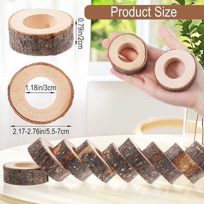 50 Pcs Wooden Bark Napkin Ring 1.18 Inch Handcrafted Wooden Napkin Holder - Image 2