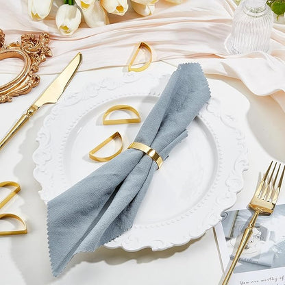 Peacoblue 30Pcs Gold Napkin Rings Holders Modern Stainless Steel Semicircle Napkin Ring Holders for Table Decor Settings, Vintage Napkin Ring for Wedding Christmas Thanksgiving Day Party
