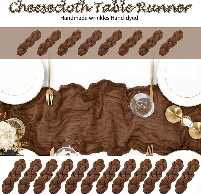 8 Packs Cheesecloth Table Runner 10FT Long Boho Gauze Fabric Table Runner - Image 2