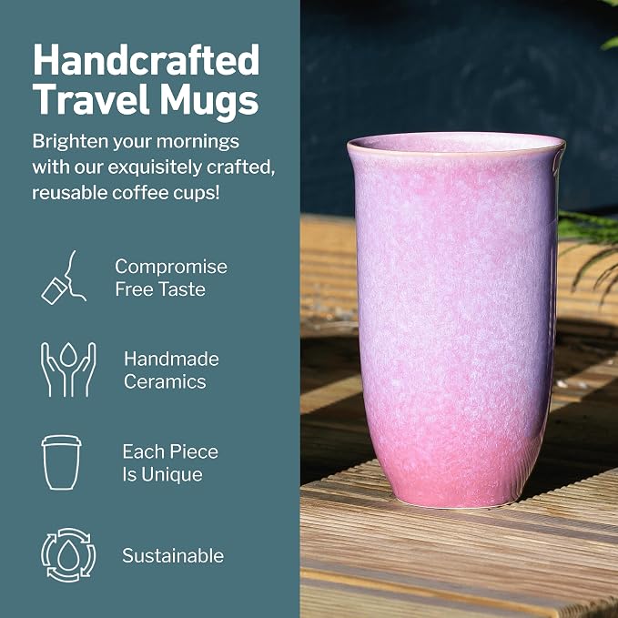 NOVA CERAMICS Coffee Travel Mug – Cup Holder Friendly Travel Mug– Microwave & - Image 2