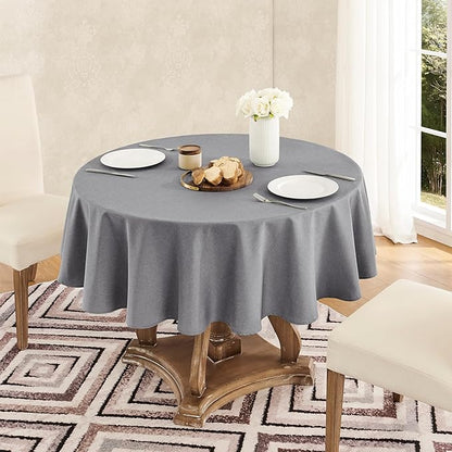Tablecloth Linen Textured Waterproof & Stain Resistant Table Cloth Wrinkle Free Decorative Fabric Farmhouse Table Cover for Dining/Party/Buffet/Wedding, 60 x 60 Inch, Dark Grey