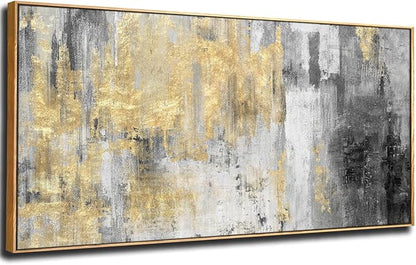 Home Decor Large Wall Art Gold Abstract Art 30"x60"Black Wall Decor Living Room Framed Artwork Paintings for Office Bedroom Dinning Room