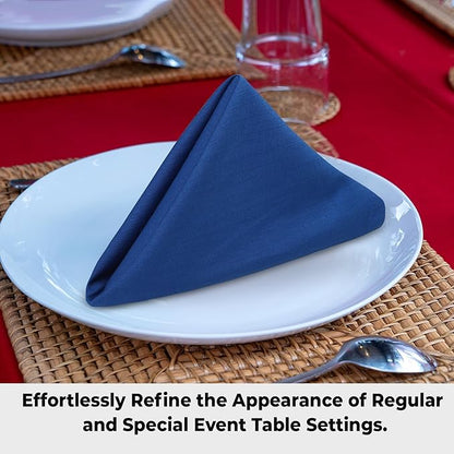 Urban Villa Dinner Napkins Solid Slub Set of 6 Royal Blue Color Premium Quality Dinner Napkins Size 20X20 in Cloth Napkins Cotton Cloth Napkins with Mitered Corners Ultra Soft DinnerNapkins