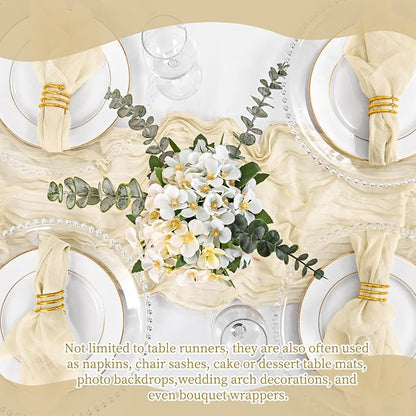 4 Pack Ivory Table Runner 17 x 108inch Cheesecloth Table Runner Boho Gauze - Image 7