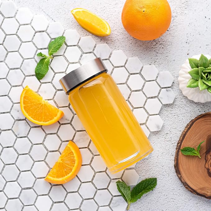 Juice Bottles - 4 Pack Wide Mouth Glass Bottles & Stainless Steel Lids - Image 8