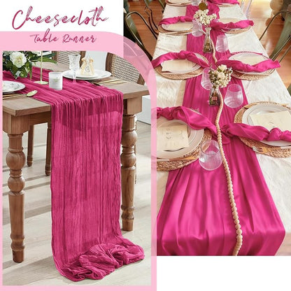 3 Pack Hot Pink Cheesecloth Table Runner, 17 x 108 Inch, Gauze Cheese Cloth - Image 7