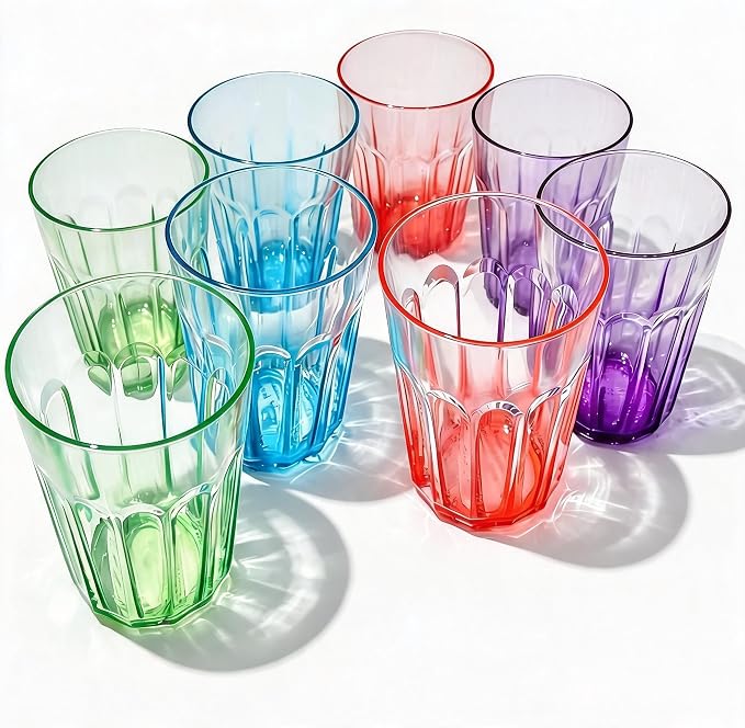 Plastic Drinking Glasses Set of 8，15oz Plastic Cups Reusable Tumblers | Water by Shopwithgreen