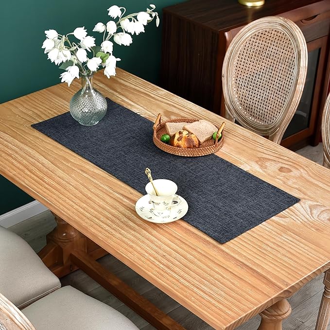 NEWISHER Reversible Double Layer Table Runner Faux Linen Fabric 13x36inch | by Newisher